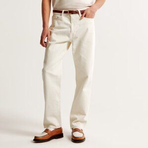 Abercrombie & Fitch Cream Loose lightweight cotton Jeans Sz: 32W 34L NWT